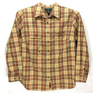 Ralph Lauren Men's Shirt Large Plaid Cowboy Western Slim 3-Pockets Snap Button